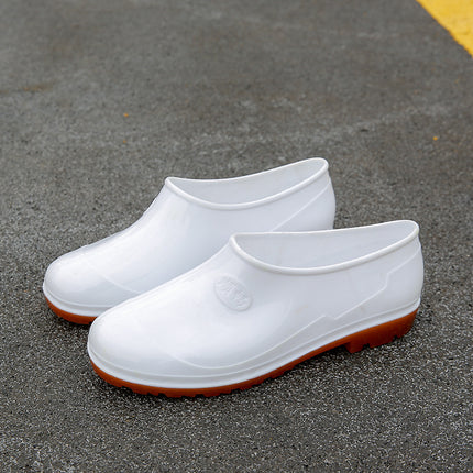 Men's Low-Cut White Water Shoes for Food, Spring and Autumn Rain Shoes, Kitchen Non-Slip Shoes, Waterproof Rubber Shoes, Work Shoes, Rubber Shoes