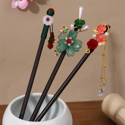 New Year Red Festive Chinese Style Hairpin Palace Style Tassel Walking Hair Hairpin Retro Hanfu Ancient Dress Cheongsam Hair Accessories Women