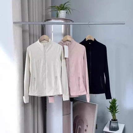 Lu's Spring Yoga Wear Defina Stand Collar Jacket Top Women's Sports Slimming Look Brushed Jacket