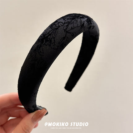 Whitening and High-End New Chinese Style Jacquard Embroidered Headband Chinese Style Versatile Retro High Skull Sponge Headband Hair Accessories