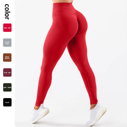 Amazon Seamless Jacquard Tight Yoga Pants Women's Super Soft Hand-feel Body-fit Cationic Cropped Pants Fitness Pants