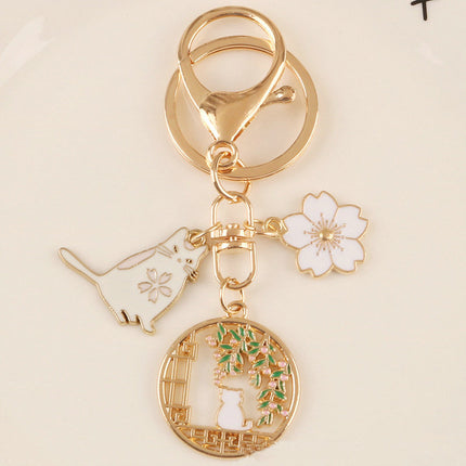 Cross-Border European and American Cute Cartoon Cat Keychain Zinc Alloy Creative Love Cat Keychain Wholesale in Stock