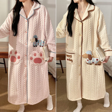 Yuezi Clothing with Chest Pad Autumn and Winter Air Cotton Thickened Warm Abdominal Pants Pregnant Women's Breastfeeding Skirt dress