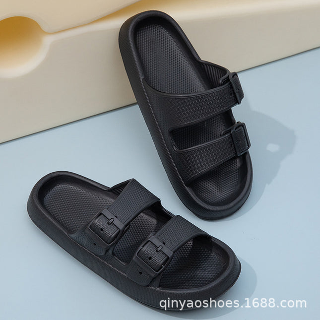Double Strips Feeling EVA Slippers Women's Summer Bathing Slippers Home Sandals Men's Outdoor Beach Sandals