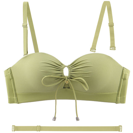 2023 strapless non-slip latex underwear live broadcast delivery halter invisible push up small chest Palm bra foreign trade