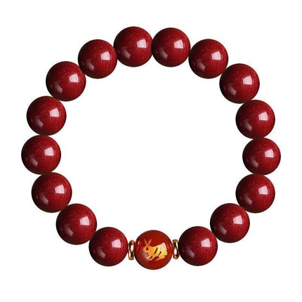 Natural High-Content Raw Mineral Cinnabar Bracelet for Women and Men, Zodiac Signs: Snake, Dragon, Dog, Rabbit, Ox, Wholesale