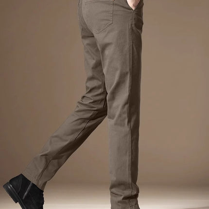 2026 New Summer Thin Trendy Slim-Fit Business Trousers for Men, High-End Pure Cotton Stretch Straight-Leg Casual Pants