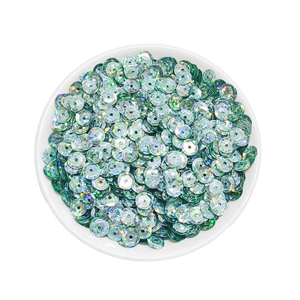 6MM round curved surface hole PVC sequins jewelry accessories concave and convex surface wholesale flat bottom hexagonal sewing clothing beads