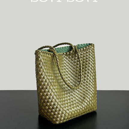 Hand-Woven Shoulder Bag Large Bag Women's Large Capacity Tote Bag Summer Portable Vegetable Basket Bag Holiday Beach Bag