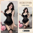 Black [vesT skirT + T panTs + garTer belT] + same sTyle of socks / One size fits all