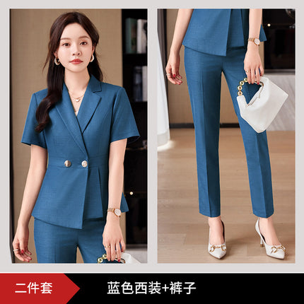 Business wear suit women's summer thin summer elegant goddess fan Gao end hotel front desk workwear suit overalls