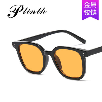 Rice Nail Square Sunglasses 2022 New Simple Sunglasses Brown Yellow Trendy Retro Sunglasses for Men and Women Internet Celebrity
