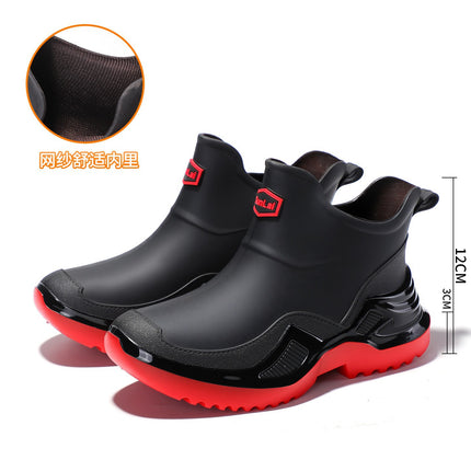 Spring and Autumn Trendy Cool Fashionable Men's Short Rain Boots Sports Men's Waterproof Rubber Shoes Thickened and Widened Non-Slip Men's Foreign Trade Rain Boots
