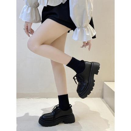 British Style Thick-Soled Small Leather Shoes for Women 2025 New Spring and Summer Versatile Black Jk Flats Platform Sole Ins Loafers