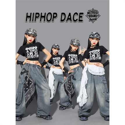 Girls' Jazz Dance Performance Outfits, Children's Street Dance Costumes, Kids' Jeans, Girls' Fashion Show Trendy Outfits