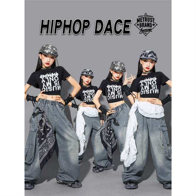 Girls' Jazz Dance Performance Outfits, Children's Street Dance Costumes, Kids' Jeans, Girls' Fashion Show Trendy Outfits