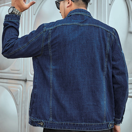 Plus Size Men's Denim Top Denim Jacket Trendy Fat Work Clothes Large Denim Shirt Plus Fat Enlarged Denim Jacket