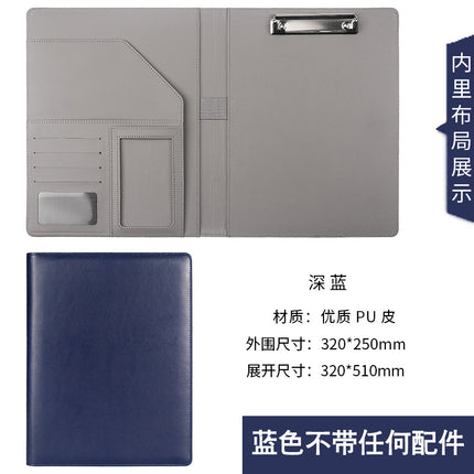 A4 Leather File Clipboard with 8-Digit Calculator Multi-Functional Manager Clip Car 4S Shop Folder to Make Log Storage