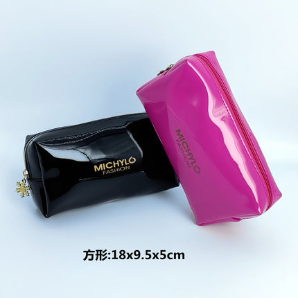 High-grade mirror leather semi-circular cosmetic bag travel storage bag wedding bride bag large, medium and small three-piece bag