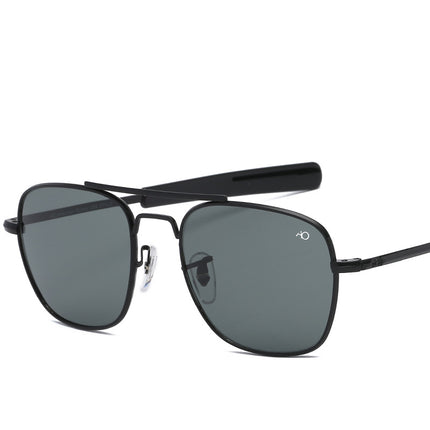 Foreign Trade Metal Sunglasses Large Frame Square Double Bridge Pilot European and American Sunglasses Men and Women Trendyy Sunglasses New