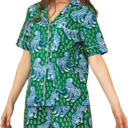 2025 Summer Amazon European and American Monkey Print Casual Set Cross-Border Trade Women's Shirt Shorts Trendy Homewear