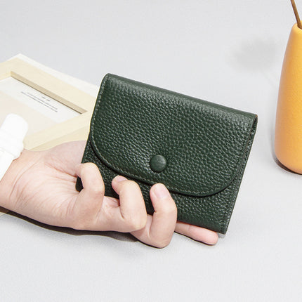 Top Layer Cowhide Small Purse Mini Simple Solid Color New Leather Coin Card Bag with Full Leather Coin Purse for Women