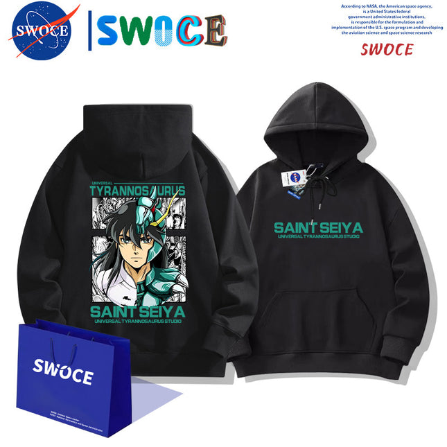 Saint Seiya Purple Dragon Hooded Sweater Men's Spring and Autumn Japanese Anime Young Student Loose Hoodie Jacket