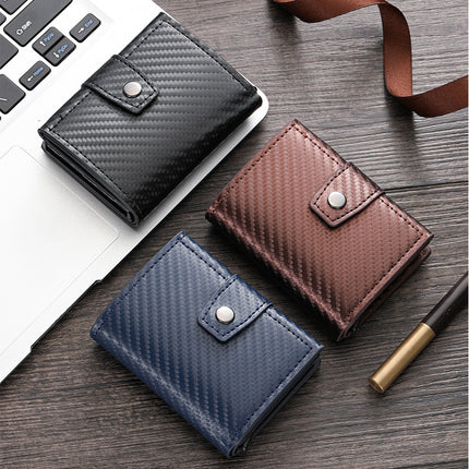 Men's Card Holder Europe and the United States Automatic Elastic Card Buckle Card Holder New Metal Aluminum Case RFID Card Holder Cross-border Hot Sale
