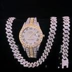 Gold, diamond and silver (watch + bracelet + necklace)