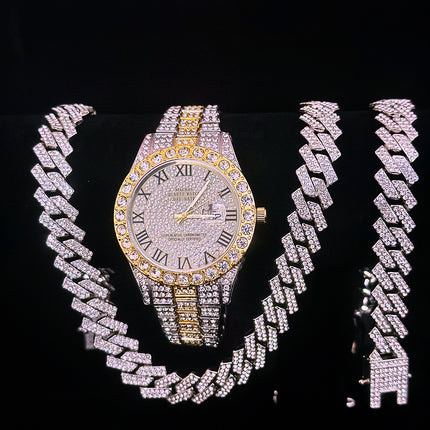 Tiktok Hot-Selling Fashion Casual Men's Watch Full Diamond Watch Men's Factory Price Direct Sale Complete Colors