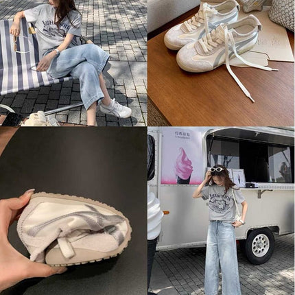 Pigskin Su Yinyin 4.5cm Soft Collapse Interior Height Silk Color-matching Heel Forrest Gump Casual Shoes Women's German Training Shoes