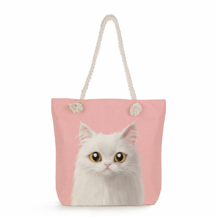 Cross-border Cute Cat Printed Shoulder Bag Simple Portable Storage Beach Bag Fashionable All-match Handbag