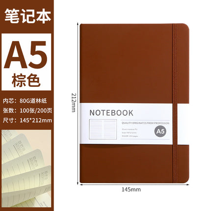 A5 imitation leather strap notebook cross-border in stock business office hard leather notebook elastic band notepad can be customized