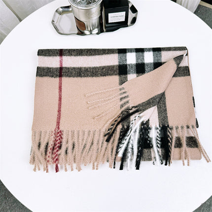 Autumn and winter European and American classic plaid pattern all-match fashion simple wool thick warm extended scarf shawl