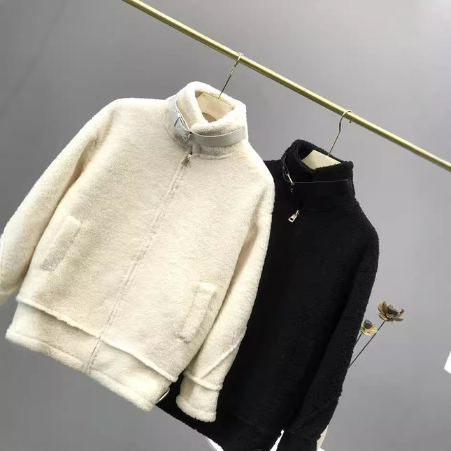 24 Autumn and Winter Paris Home Lambskin Jacket Back Letter Embroidered Warm Comfortable Lined Suede Jacket