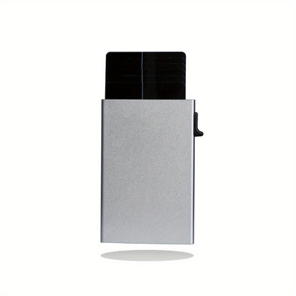 Rfid Metal Men's Card Holder Simple Ultra-Thin Bank Card Protective Cover Aluminum Alloy Side Push One-Click Card Anti-Theft Brush