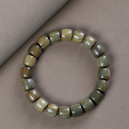 Natural Green Sandalwood Old-Style Bracelet, Simple Buddhist Prayer Beads, Chinese-Style Antique Jewelry Wholesale Products