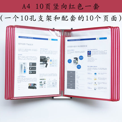 10-page horizontal wall hanging display file holder A4 horizontal wall hanging display folder 10-hole loose-leaf craft clip