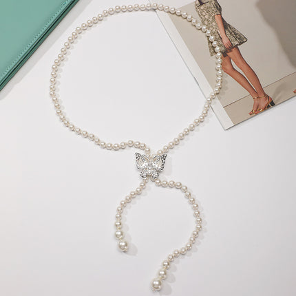 Tweed Style Pearl Waist Chain Decoration Summer Dress High-End Elegant Accessible Luxury Style Fashionable Simple Pearl Chain