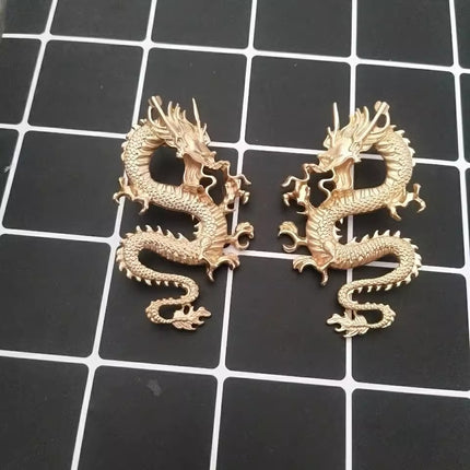 2024 New Chinese Dragon Totem Democratic Style Fashion Trend Street Shooting Didi Dragon Personality Fashion Earrings for Women