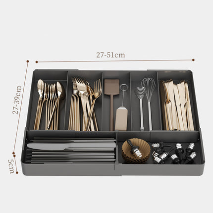 Drawer Storage Box Retractable Cosmetics Sundries Sorting Box Cabinet Partitioned Box Kitchen Tableware Desktop