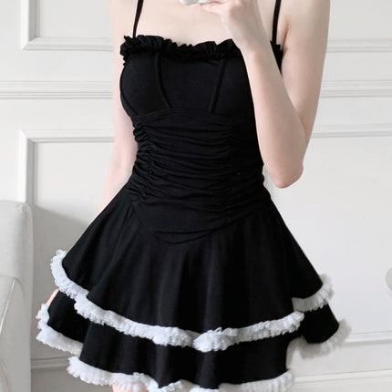 Girls' 2025 New Summer Hot Spring Swimsuit Women's Slimming Look One-Piece Conservative Flesh-Covering Skirt-Style Waist