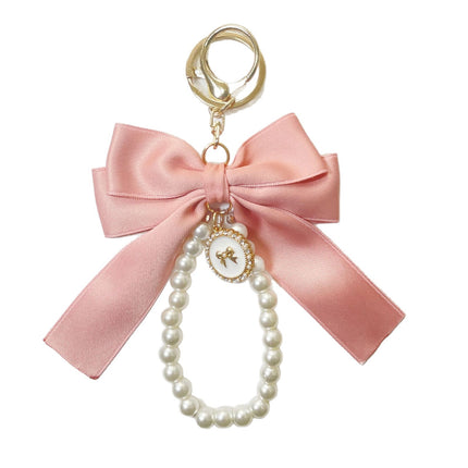 New Large Pearl Bow Keychain Colorfulful Webbing Cloth Knot Accessories Headphone Set Bag Accessories Bag Pendant