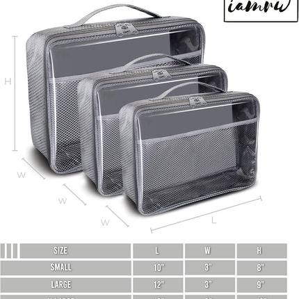 2025 Cross-Border New Product Amazon Factory Direct Sale Pvc Zipper Mesh Storage Bag Set for Travel Storage