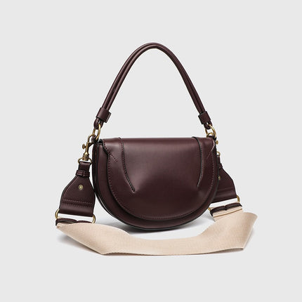 Z Family Cross-border Fashion 2025 New Contrast Color-striped Handheld Crossbody Clamshell Hard Bag Women's Shoulder Saddle Bag