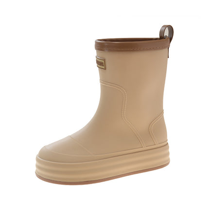 New Fashion Rain Boots Women's Outer Wear Middle Tube Non-slip Rain Boots Student Fashion Lightweight Waterproof Shoes Thick Sole Outdoor Rubber Shoes