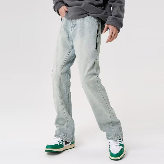 American Style High Street Vibe Style Pants Washed Old Dipped Loose Fashionable Fried Jeans Straight Slim-Fit Casual Pants
