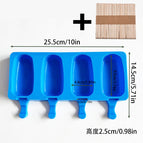 4 oval ice cream - blue with wooden stick