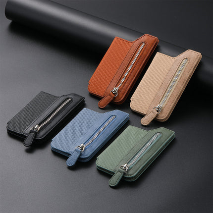 Hot selling mobile phone card bag card holder left and right flap multi-card holder zipper mobile phone bag creative personality back card bag