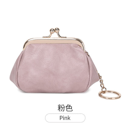 Retro Clip Coin Purse 2024 New Girls Compact Portable Key Bag Solid Color Easiest for Match Coin Storage Bag